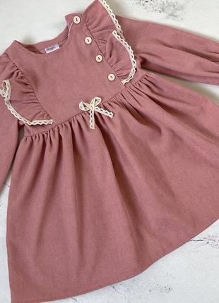 Платье микровельвет вельветовое винтажное праздничное для девочки однотонное беж малина розовое коричневое платье праздничное осеннее6 фото