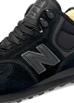 Чоловічі кросівки new balance 574 all black suede fur9 фото