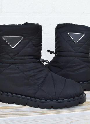 Prada дутики черные высокие теплые зимние с мехом отличное качество прада ботинки сапоги зимние2 фото