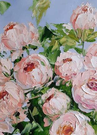 Картина масляными красками, маслом букет роз, цветы, на подарок.3 фото