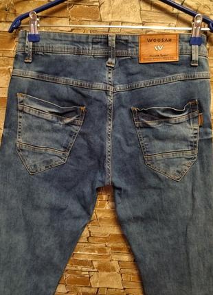 Чоловічі джинси,прямі,скінни,щільні, синього кольору,середня посадка5 фото