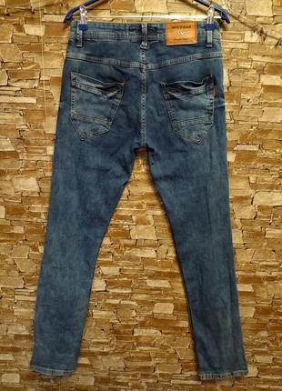 Чоловічі джинси,прямі,скінни,щільні, синього кольору,середня посадка4 фото