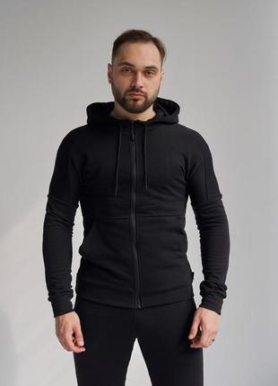 Черный мужской спортивный костюм олимпийка штаны