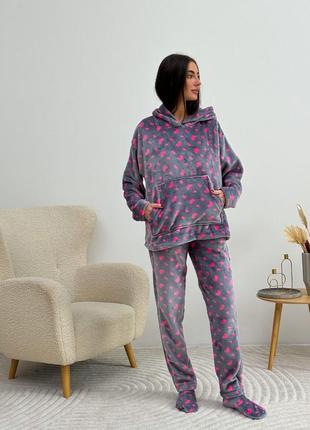 Женская махровая пижама с носками2 фото
