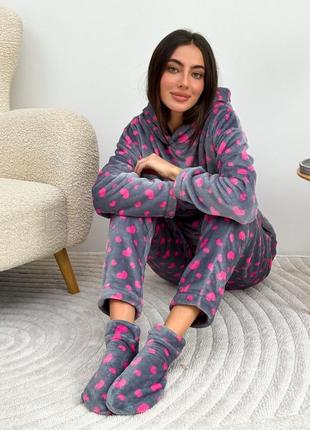 Женская махровая пижама с носками7 фото