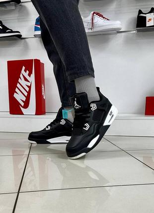 Зимние мужские кроссовки кожаные с мехом и флисом nike air jordan 4 retro. зимние кроссовки мех