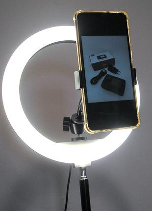 Комплект лампа кольцевой + штатив стойка 2,1 м led кольцо 30 см держатель для телефона и креплением под4 фото