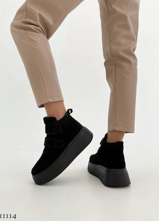 Зимові кеди на липучках =vanessa = колір: чорний, натуральна замша