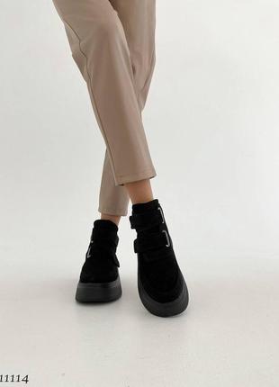 Зимові кеди на липучках =vanessa = колір: чорний, натуральна замша