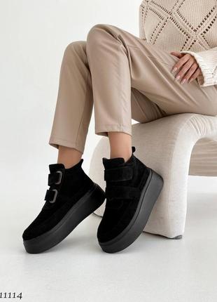 Зимові кеди на липучках =vanessa = колір: чорний, натуральна замша