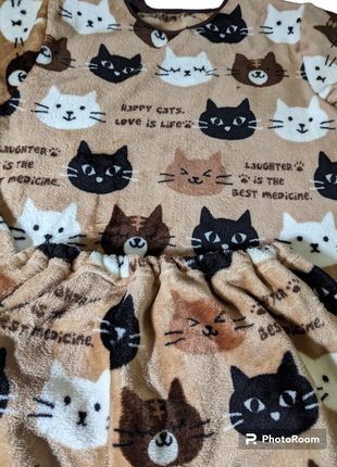 🐱уютная теплая флисовая пижама с котиками и котятами, 46-48  размер🐈5 фото