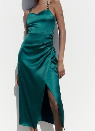 Zara платье на бретелях, с разрезом2 фото