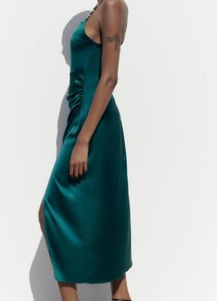 Zara платье на бретелях, с разрезом5 фото