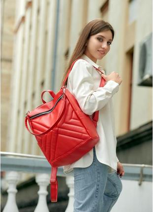 Женский рюкзак-сумка sambag trinity строчный красный