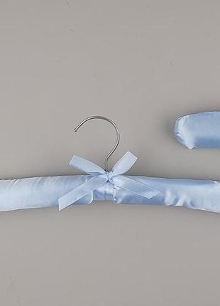 Плечики вешалки мягкие сатиновые для деликатных вещей голубого цвета,  длина 38 см, в упаковке 6 штук2 фото