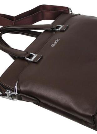 Женский деловой портфель из эко кожи villado коричневый4 фото