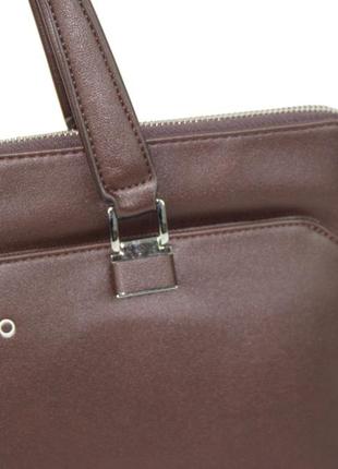Женский деловой портфель из эко кожи villado коричневый7 фото