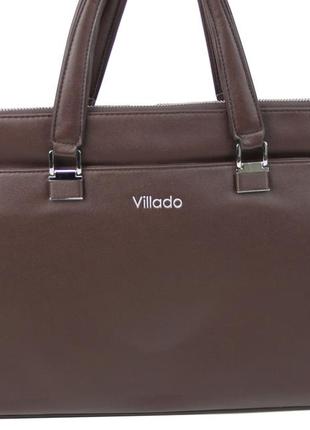 Женский деловой портфель из эко кожи villado коричневый6 фото