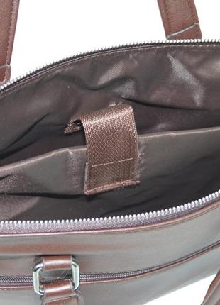 Женский деловой портфель из эко кожи villado коричневый10 фото