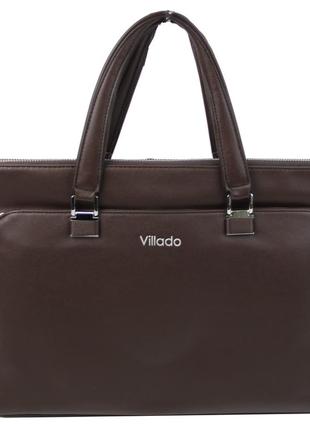 Женский деловой портфель из эко кожи villado коричневый3 фото