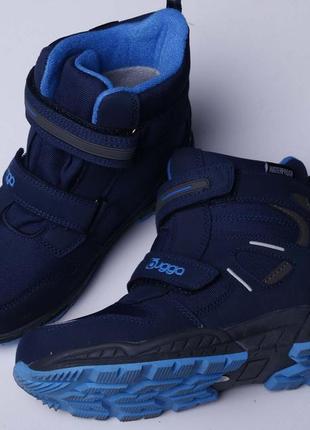 Зимние термо ботинки bugga waterproof синие1 фото