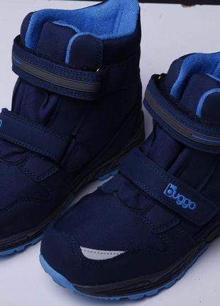 Зимние термо ботинки bugga waterproof синие4 фото