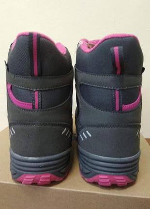Зимние термо ботинки bugga waterproof серо-розовые7 фото