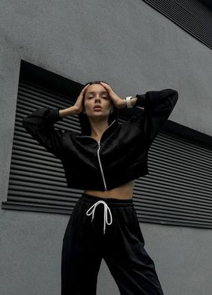 Женский костюм черный велюр2 фото