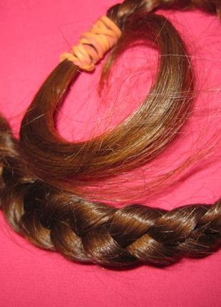 Волосся натуральне довге на перуку чи нарощування км1807 темне каштан7 фото