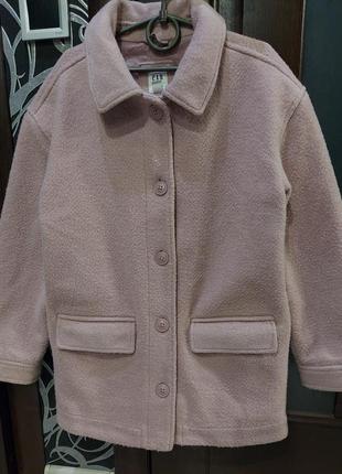 Пальто-рубашка gap прямого кроя цвета дымная роза (пудра) 8-11 лет