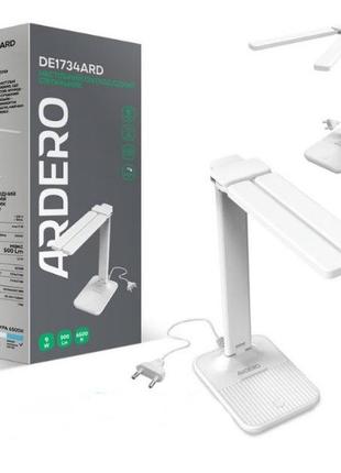 Настольный led светильник ardero de1734ard 9w 6500k 500lm диммер белый