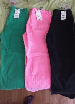 Фирменные стильные черные и зеленые джинсы трубы штаны zara 44 и 46 евроразмер