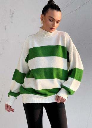 Стильный свитер, р уни, вязка, зелёный4 фото