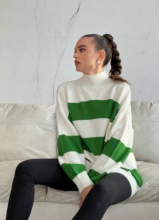 Стильный свитер, р уни, вязка, зелёный6 фото