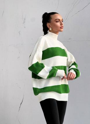 Стильный свитер, р уни, вязка, зелёный5 фото