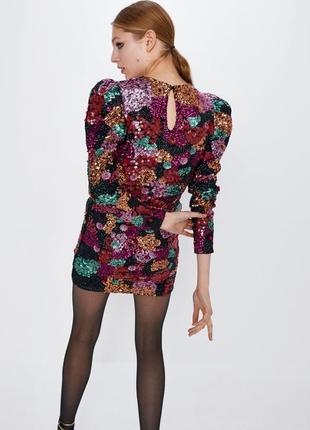 Zara платье вышитое бисером и пайетками