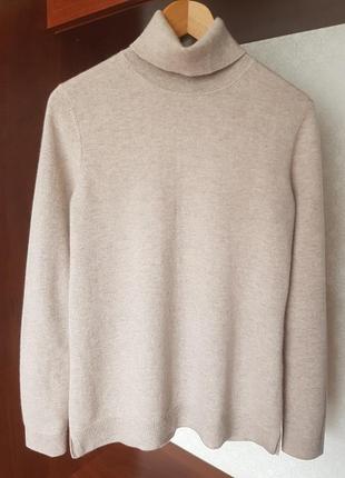 Світло-бежевий кашеміровий светр, гольф кашемір1 фото