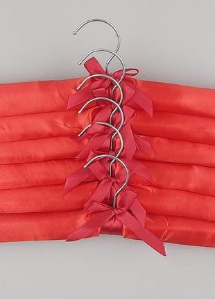 Плічка вішалки м'які сатинові для делікатних речей червоного кольору, довжина 38 см, в упаковці 6 штук
