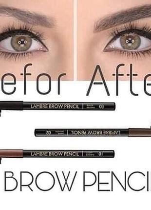 Акція стійкий олівець для брів lambre brow pencil №1 світло коричневий для блондинок9 фото