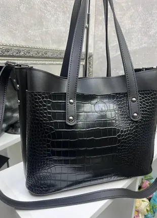 Черная — три отделения – формат а4 – стильная, удобная и элегантная сумка на каждый день