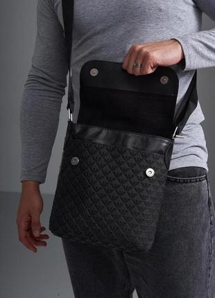Классическая сумка мессенджер кожаный giorgio armani черный3 фото