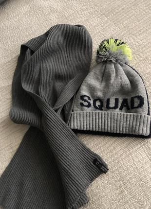 Дитяча тепла зимова шапка на флісі +шарф 50-52