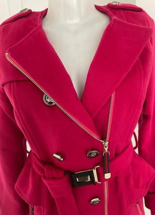 Пальто рожеве в стилі gucci з шарфом6 фото