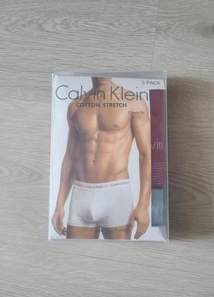 Набор трусов боксеры 3шт. calvin klein s cotton stretch 3 pack low rise trunk оригинал