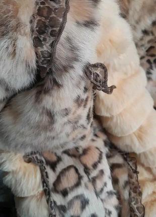 Шуба натуральне хутро ексклюзив дизайнерська леопардовий принт8 фото