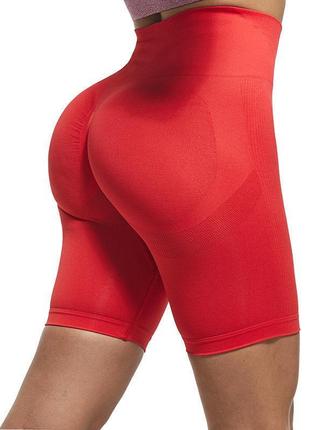 Шорты женские для фитнеса,спортивные шорты с эффектом пуш-ап, красного цвета, размер s7 фото
