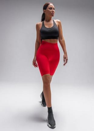 Шорты женские для фитнеса,спортивные шорты с эффектом пуш-ап, красного цвета, размер s2 фото