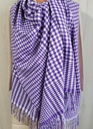Теплий кашеміровий шарф палантин, арафатка, фіолетовий, білий, є багато варіантів1 фото
