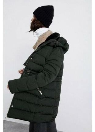 Пуховик куртка зимняя zara green jacket m l изумрудная хаки тёмно-зелёная2 фото