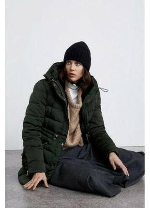 Пуховик куртка зимняя zara green jacket m l изумрудная хаки тёмно-зелёная5 фото